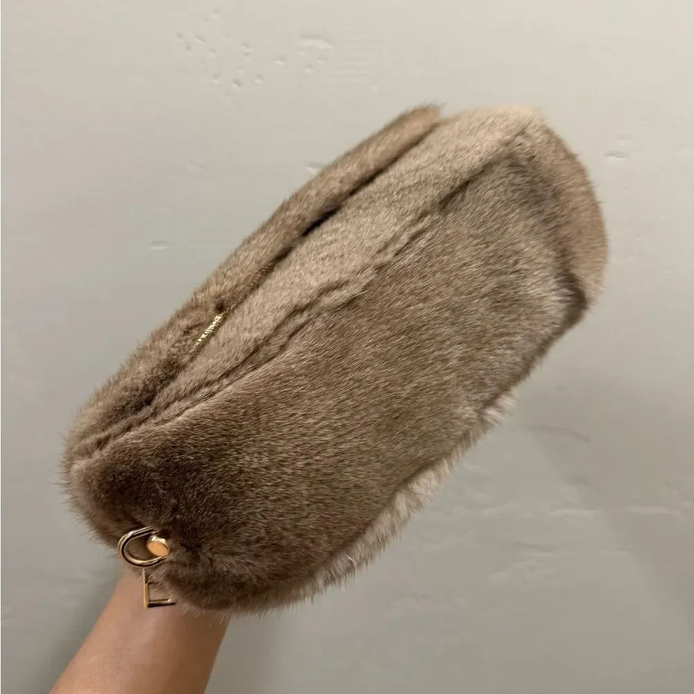 Natural Mink Fur Handmade Asymmetric Saddle Bag/Crossbody & 2 Mink Fur Charm - Picture 14 of 16